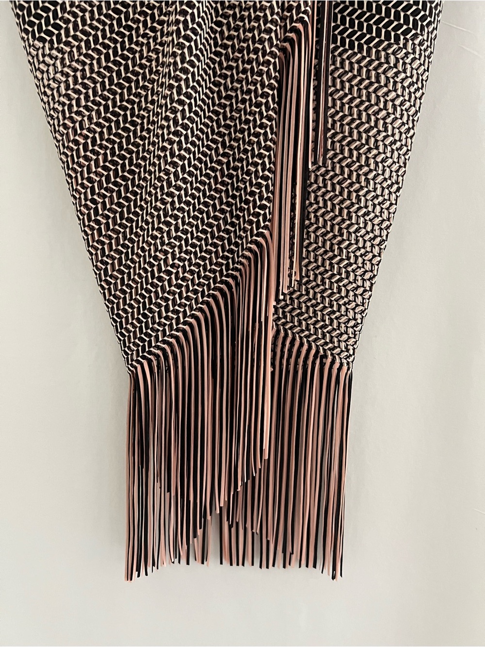 NWT Zara Trafaluc Black & Cream Fringe Midi Skirt Medium - Picture 5 of 10
